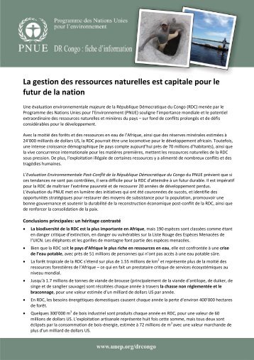 La gestion des ressources naturelles est capitale pour le futur de la ...