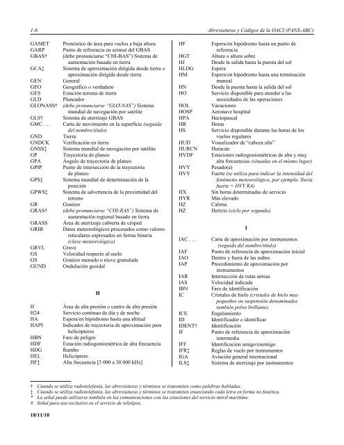 Abreviaturas y cÃ³digos de la OACI - ICAO