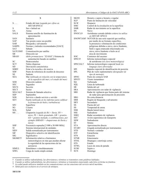 Abreviaturas y cÃ³digos de la OACI - ICAO