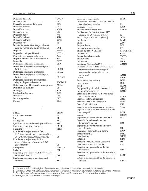 Abreviaturas y cÃ³digos de la OACI - ICAO