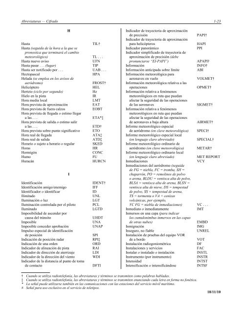 Abreviaturas y cÃ³digos de la OACI - ICAO