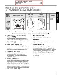 Reading the parts table for 1T-reversible sleeve style springs