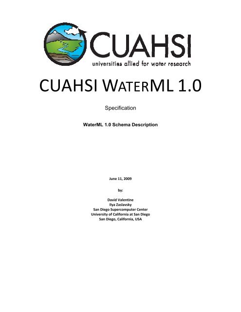 WaterML 1.0 Part 3: Schema Description - CUAHSI-HIS