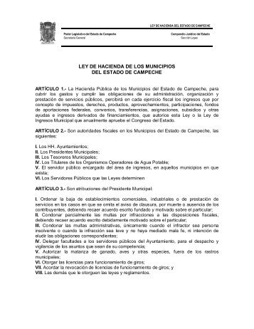 ley de hacienda de los municipios del estado de campeche