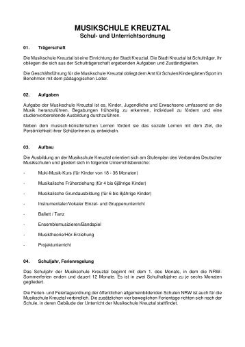 Musikschule Unterrichtsordnung 2007 - Kreuztal