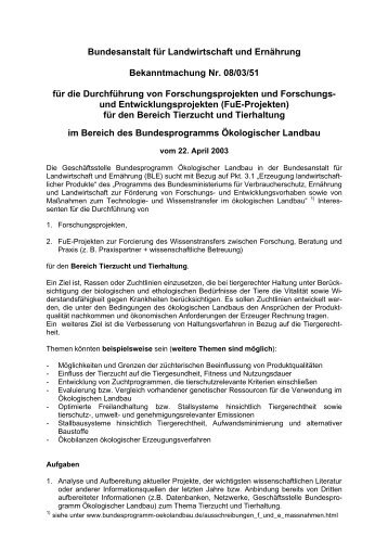 "Tierzucht und Tierhaltung" (Stand: 22.04.03) (pdf-Datei)