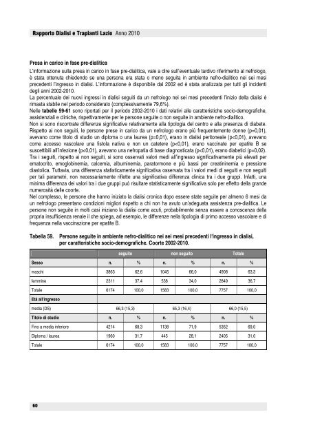 Rapporto Dialisi e Trapianti Lazio - Agenzia di SanitÃ  Pubblica della ...