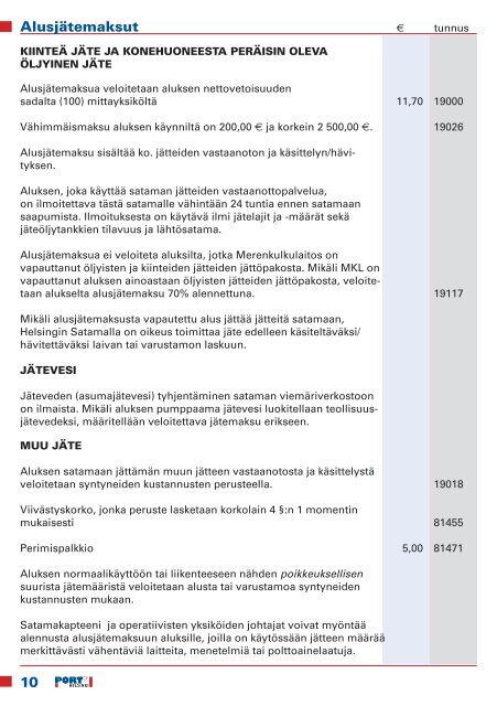 HINNASTO - Helsingin Satama