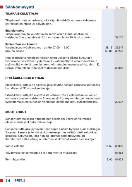 HINNASTO - Helsingin Satama