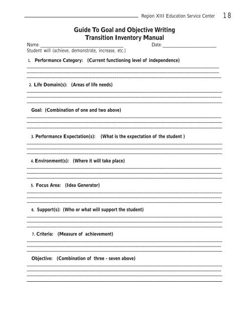 Transition Inventory Manual - Region 13