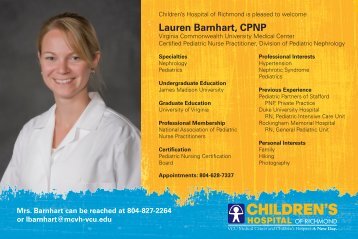 Lauren Barnhart, CPNP - Virginia Commonwealth University Health ...