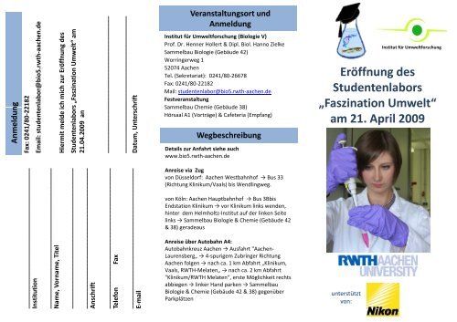 am 21. April 2009 - Fachschaft Biologie an der RWTH Aachen