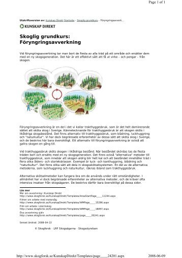 Skoglig grundkurs: FÃ¶ryngringsavverkning - Skogforsk