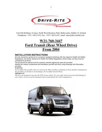 W21-760-3447 Ford Transit (Rear Wheel Drive) From 2004