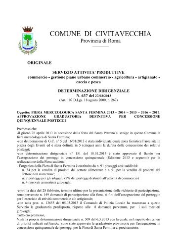 determinazione dirigenziale - Comune di Civitavecchia