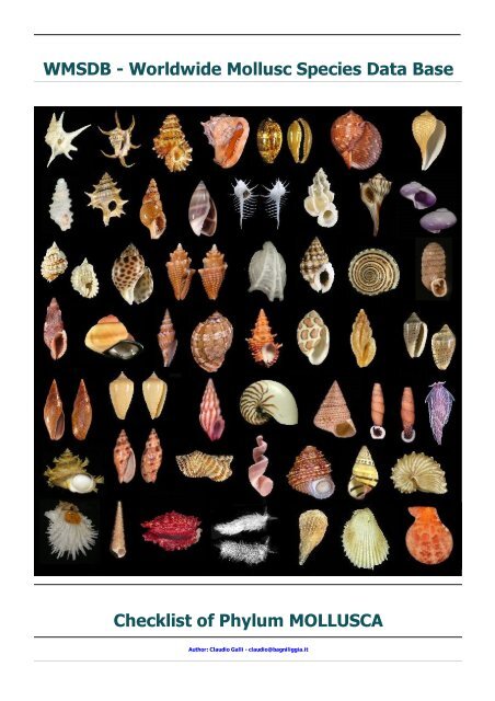 WMSDB - Worldwide Mollusc Species Data Base Checklist of Phylum MOLLUSCA