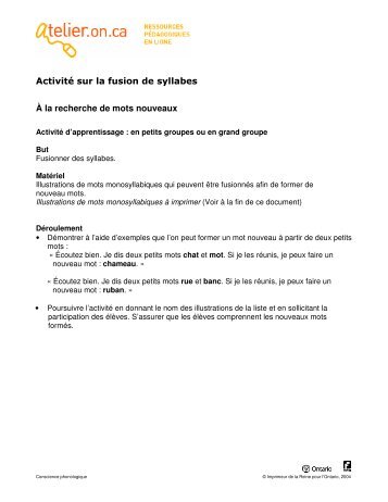 Activité sur la fusion de syllabes À la recherche de mots ... - L'@telier