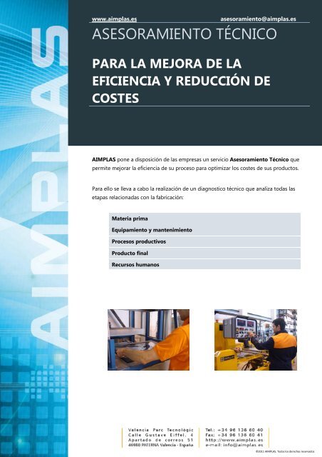 Folleto Asesoramiento técnico para la mejora de procesos - Aimplas