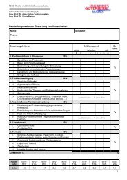 Beurteilungsraster zur Bewertung von Hausarbeiten Gesamt in % %