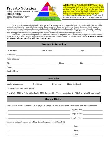 Vital Solace Nutrition Intake Form - ProSites