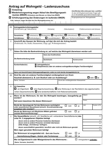 Antrag auf Wohngeld - Lastenzuschuss - Grasellenbach