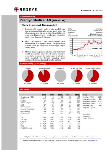 Diamyd Medical AB (DIAMb.st) Utvecklas mot lönsamhet - Redeye