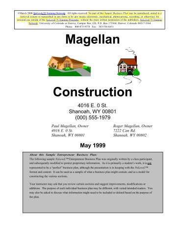 Magellan Construction - Nevada Small Business Development Center