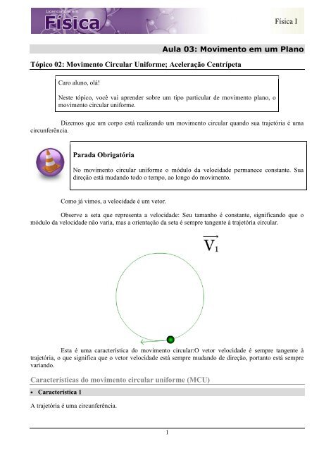 FÃ­sica I Aula 03: Movimento em um Plano TÃ³pico 02: Movimento ...