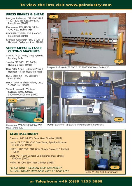 CNC AND CONVENTIONAL MACHINE TOOLS, GEAR & SHEET ...