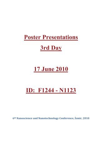 Third Day Poster Session, 17 June 2010 - NanoTR-VI