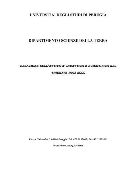 Relazione sull'attività didattica e scientifica nel triennio 1998-2000