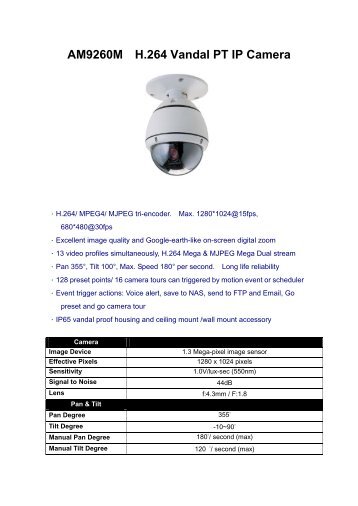 Camera IP Megapixel PT Antivandal A-MTK AM9260M