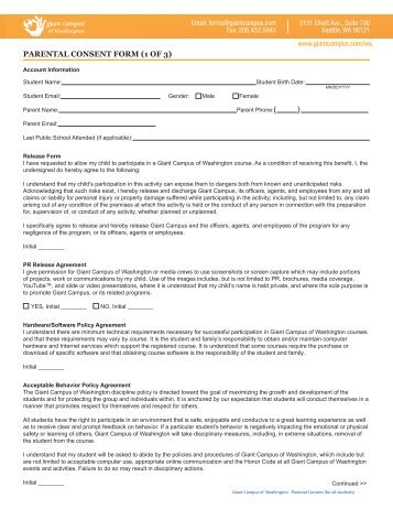 PARENTAL CONSENT FORM (1 OF 3)