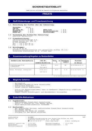 SICHERHEITSDATENBLATT FRIGATE - Raiffeisen