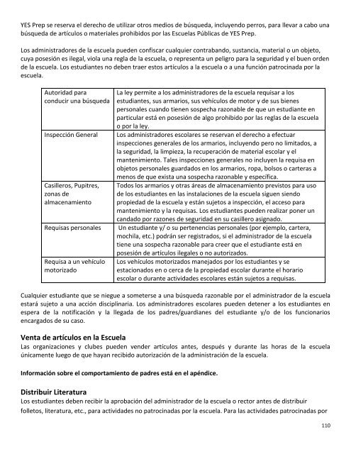 Table of Contents - YES Prep Public Schools