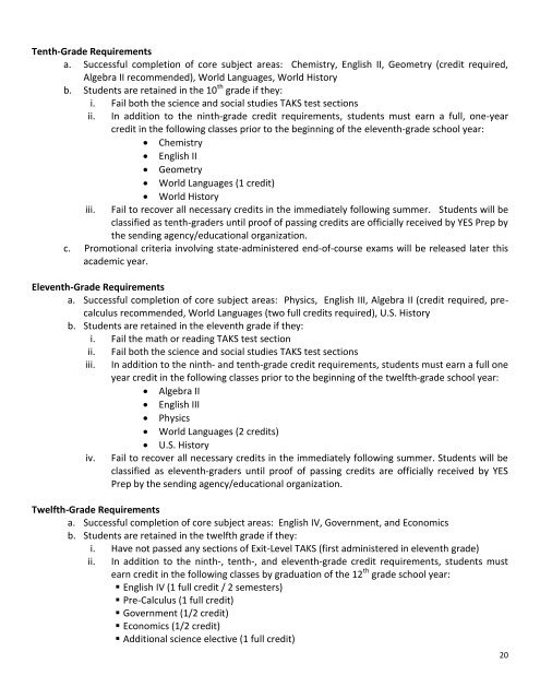 Table of Contents - YES Prep Public Schools