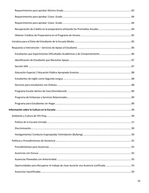 Table of Contents - YES Prep Public Schools