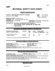 nrp material safety data sheet - National Refrigeration Products