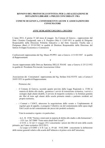 Protocollo d'intesa cedole librarie - Comune di Genova
