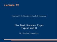 Five Basic Sentence Types: Types I and II