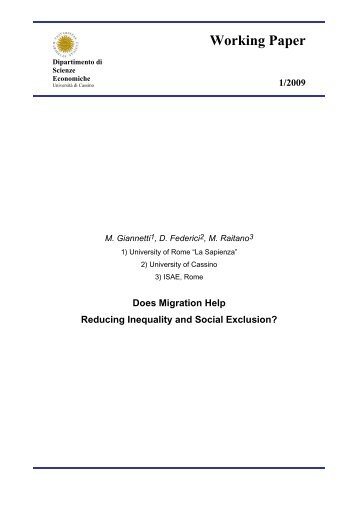 Does migration help reducing poverty gap - dipse - Università degli ...