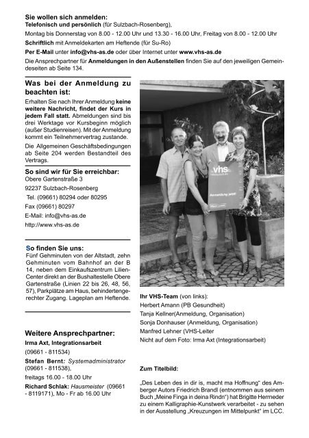 Weitere Ansprechpartner - VHS Amberg-Sulzbach