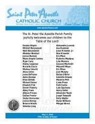 The St. Peter the Apostle Parish Family joyfully welcomes our ...