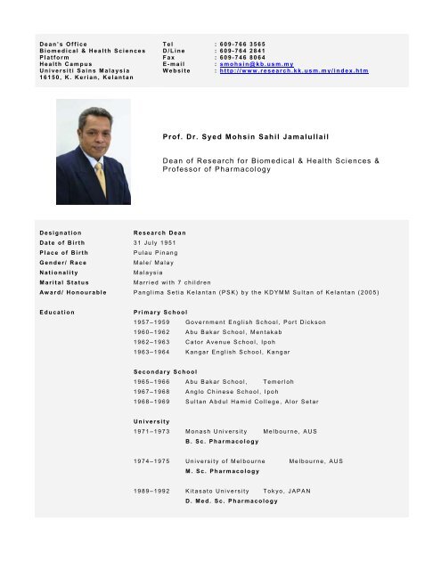 Prof. Dr. Syed Mohsin Sahil Jamalullail - [Clinical Science + ...