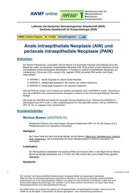 und perianale intraepitheliale Neoplasie (PAIN) - AWMF