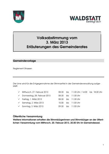 Abstimmungsedikt Gemeinde MÃ¤rz 2013 - Gemeinde Waldstatt