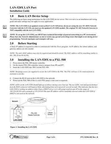 LAN-520 LAN Port Installation Guide - Keri Systems