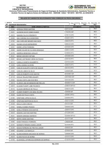 Selecionados para CorreÃ§Ã£o da Prova Discursiva