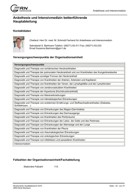 GRNâ¢Klinik Eberbach Berichtsjahr 2010
