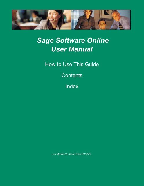 Sage Software Online support website user manual posted 03-12 ...